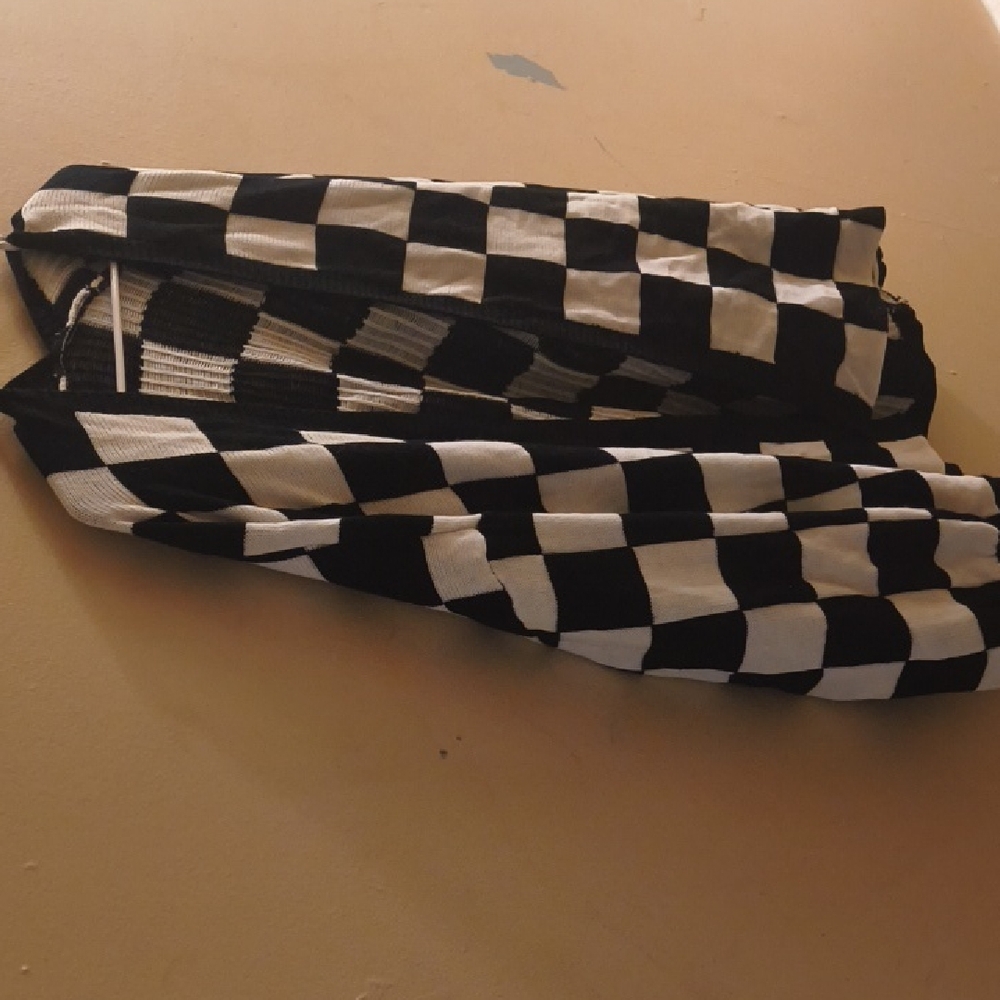 Black and White Checkered Cardigan